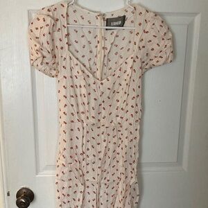 Reformation Cream and Red Floral Mini Dress